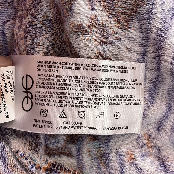 Nine West Jeans Gisella 3/4 Roll Sleeve Multicolor Viscose Hi/Lo Top Missy Sz L - Picture 6 of 11